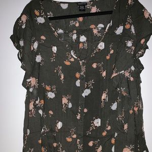 Floral button down top